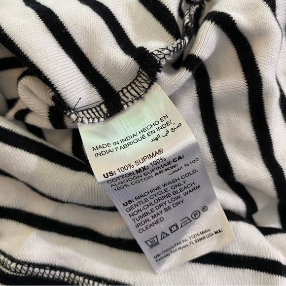 Chico’s Striped Supima Cotton V-Neck Tee Black White 0 - Picture 5 of 5